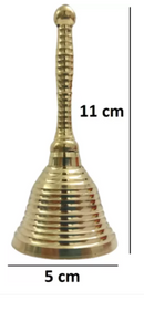 Hokista Brass Pooja Hand Bell, Pital Ghanti for Home and Temple (4.5 Inch) Brass Pooja Bell  (Gold, Pack of 1)
