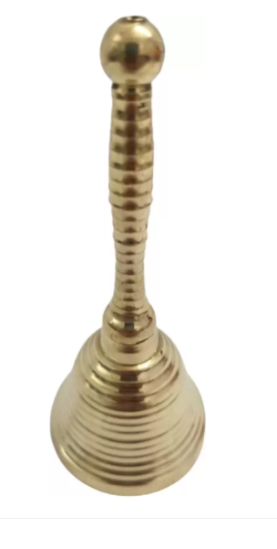Hokista Brass Pooja Hand Bell, Pital Ghanti for Home and Temple (4.5 Inch) Brass Pooja Bell  (Gold, Pack of 1)