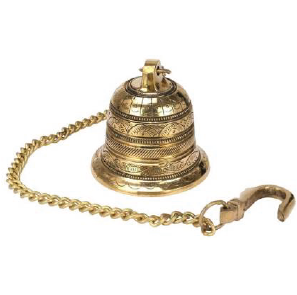 DOKCHAN hanging bell Brass Pooja Bell  (Gold, Pack of 1)