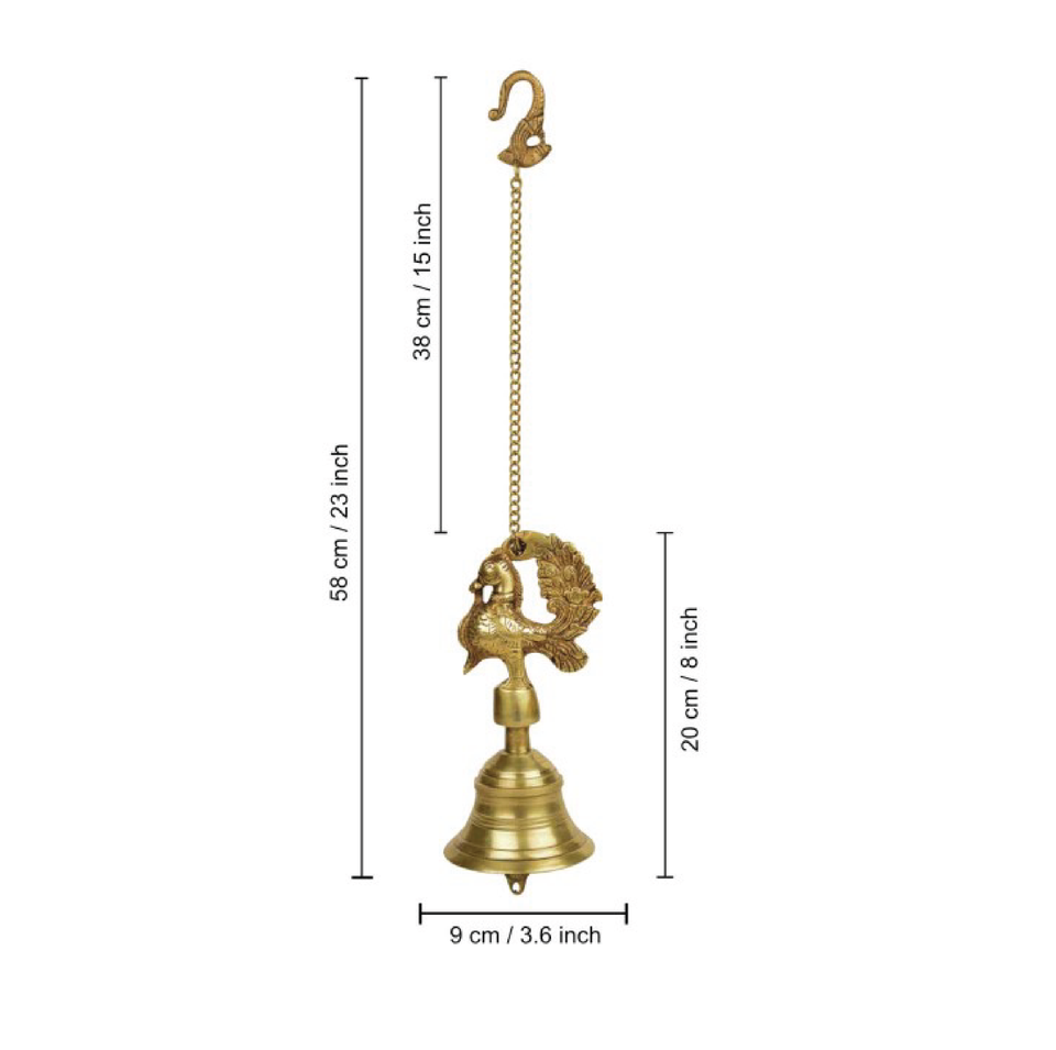 Gold Toned 2 Pieces Brass Hanging Temple Bell