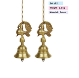 Gold Toned 2 Pieces Brass Hanging Temple Bell
