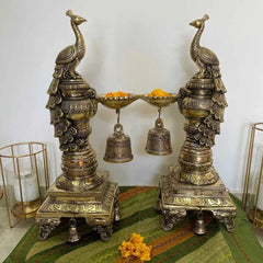 Peacock Brass Diya Festive Decoration Lamps, Home Decor, Traditional Indian Housewarming Gift