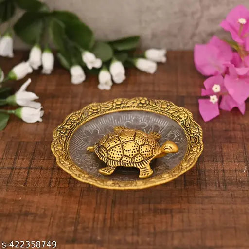 Feng Shui Tortoise On Plate Fantasy Showpiece (Pack of 3)
