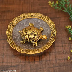 Feng Shui Tortoise On Plate Fantasy Showpiece (Pack of 3)