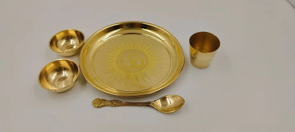 Brass Laddu Gopal Set, Laddu Gopal Food Bowl, Laddu Gopal Thali, For Worship