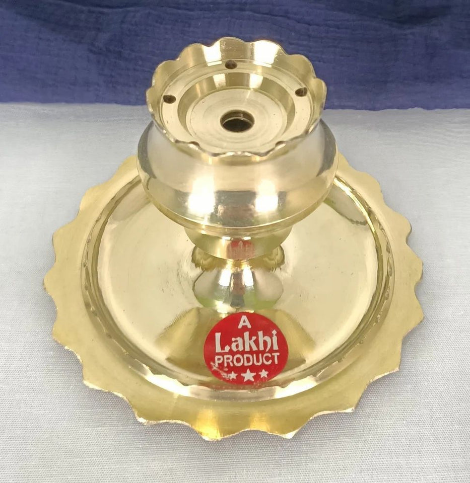Polished Round Brass Agardan Incense Holder, For PUJA/GIFTING