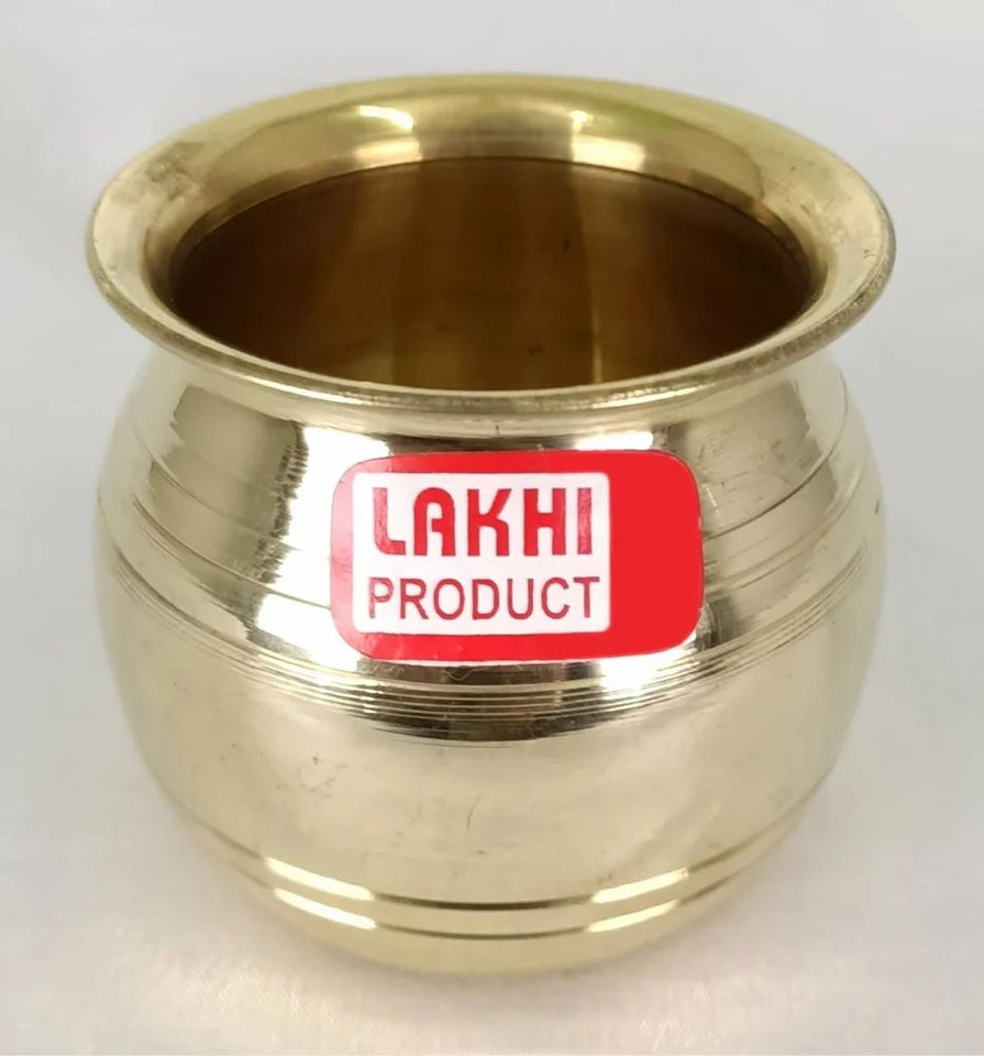 Golden Polished Brass Pot/Brass Puja kalash/Handcrafted Lota/Lota peragi, For Pooja/water/temple