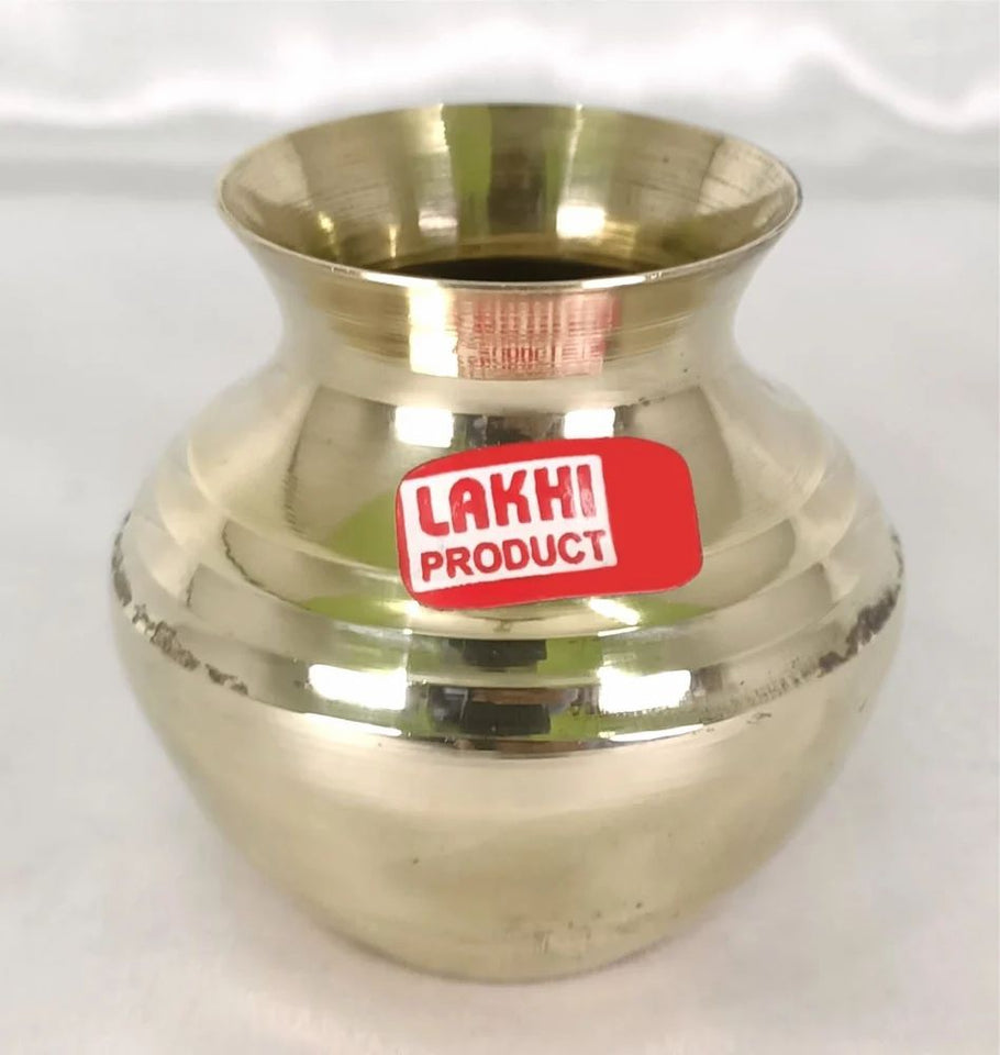 Golden Polished Brass Pot/Brass Puja kalash/Handcrafted Lota/Lota peragi, For Pooja/water/temple