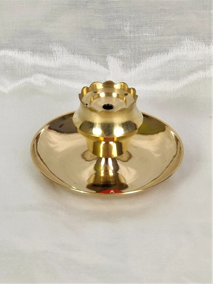 Polished Round Brass Agardan Incense Holder, For PUJA/GIFTING