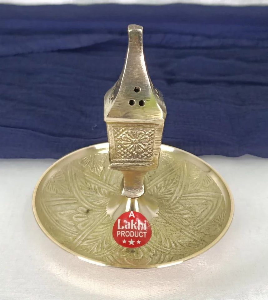 Polished Round Brass Agardan Incense Holder, For PUJA/GIFTING