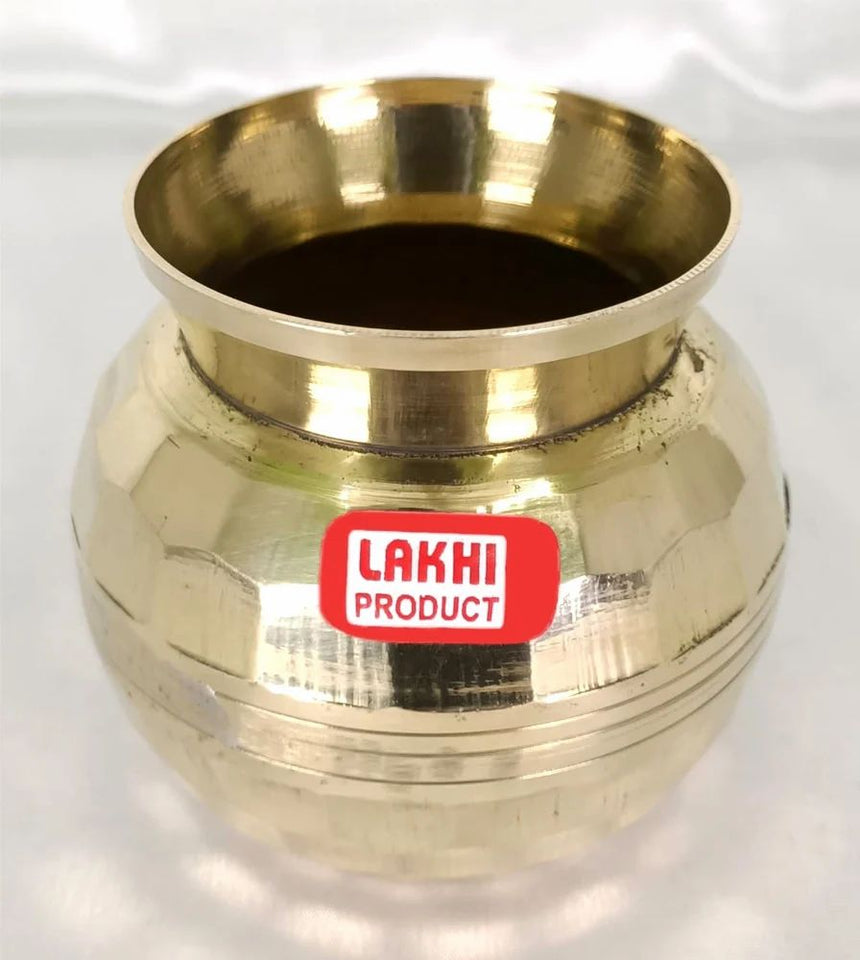 Golden Polished Brass Pot/Brass Puja kalash/Handcrafted Lota/Lota peragi, For Pooja/water/temple