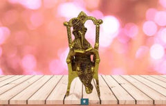 akha RSJ-45_Metal Gold Plated Resting Ganesha Showpieces/Idol On Chair for Home Decor and Gift Purpose Decorative Showpiece - 16 cm  (Brass, Gold)