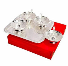 4 L Round Golden,Silver & Mixed Brass Bowl Set For Gift, For Restaurant