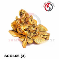 GOLDEN ALUMINIUM & BRASS Flower Sitting Ganesh Gudhal, 11 X 13 CM