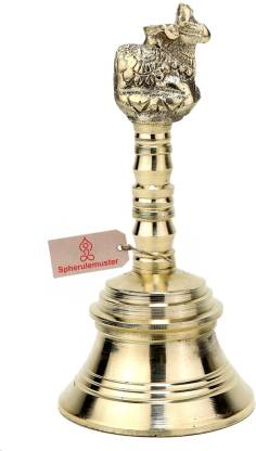 Spherulemuster Nandi Face (16x7.8 cm) Brass Pooja Bell  (Gold, Pack of 1)