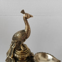 Peacock Brass Diya Festive Decoration Lamps, Home Decor, Traditional Indian Housewarming Gift