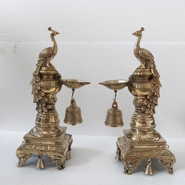 Peacock Brass Diya Festive Decoration Lamps, Home Decor, Traditional Indian Housewarming Gift