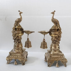 Peacock Brass Diya Festive Decoration Lamps, Home Decor, Traditional Indian Housewarming Gift