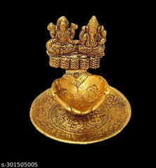 Merchino Colllections Metal Laxmi Ganesh Hand Diya with for Pooja or as Puja Article Hath Diya Deepak Oil Lamp Home & Office Decorative